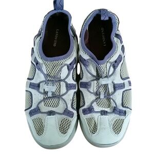 Lands End Womans Trekker Slip On Shoes Plum Grey Size 7